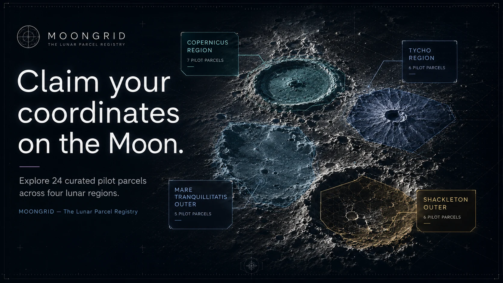 MOONGRID preview of Copernicus, Tycho, Mare Tranquillitatis and Shackleton Outer regions
